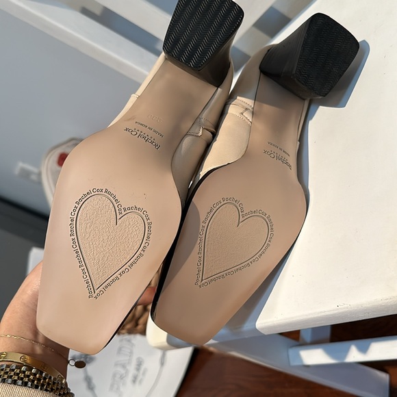 Rachel cox beige leather block heel ankle boots with gold zipper 230 size 6 - Picture 9 of 10